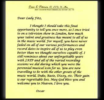 Ella Fitzgerald Letter