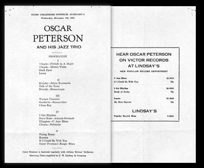 Program: Oscar Peterson and His Jazz Trio