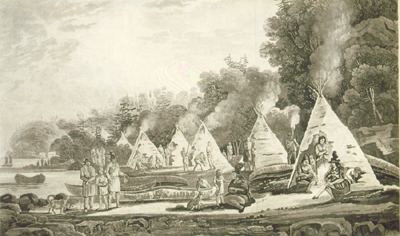 Image d'un campement amérindien.