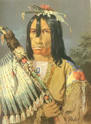 Peinture d'un Amérindien, par Paul Kane.
