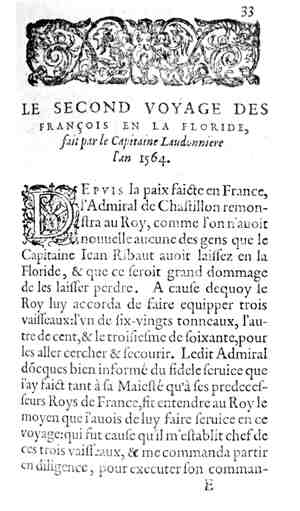 Page d'un livre: Le Second Voyage des François en la Floride.