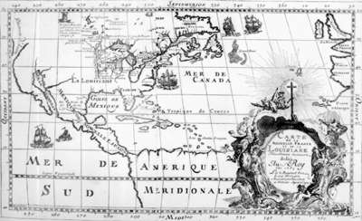 Map of New France and Louisiana.