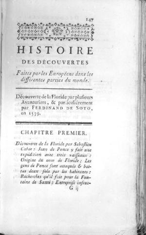 Title page: Histoire des Découvertes Faites par les Européens dans les différentes parties du monde.
