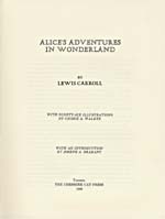 Frontispiece and title page of book, ALICE'S ADVENTURES IN WONDERLAND